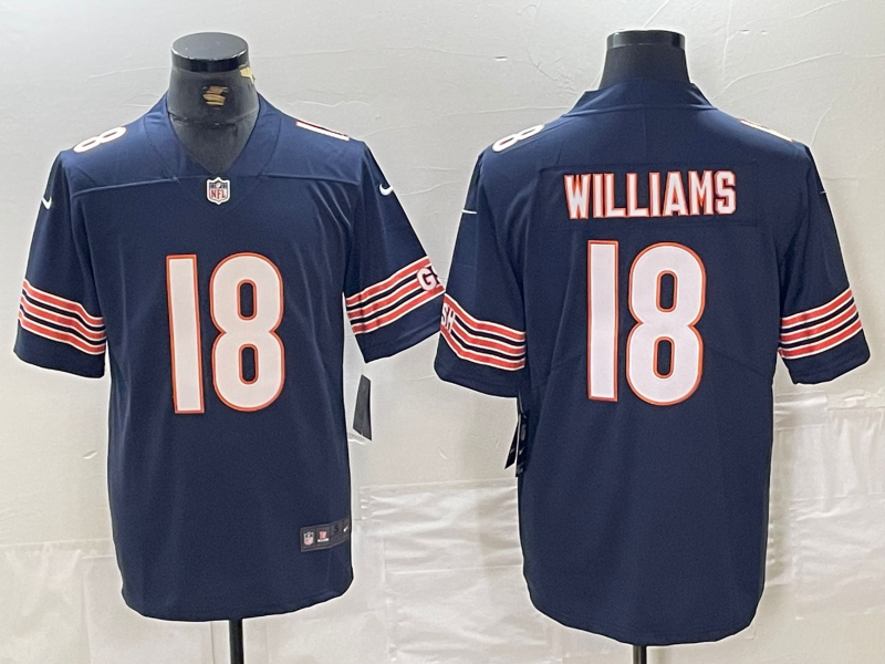 Men's Chicago Bears Caleb Williams #18 Navy 2024 NFL Draft First Round Pick Jersey